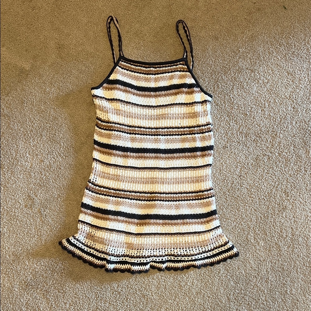 American Eagle Outfitters Cream and Brown Striped Camisole